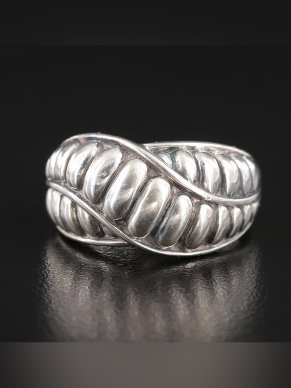 Genuine Lagos Sterling Fluted Crossover Ring